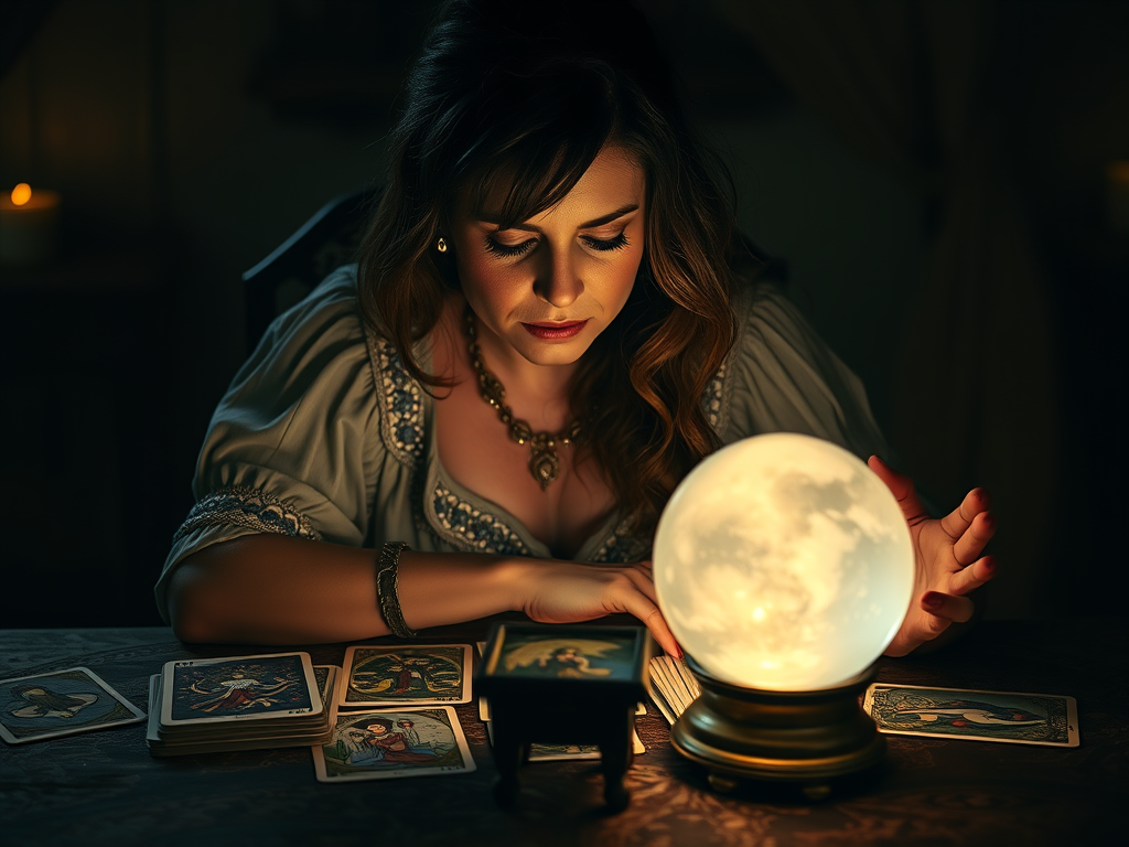 nettie reading tarot with crystal ball